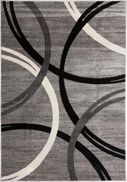 Rugshop Wavy Circles Design Area Rug, Non-Shedding Carpet for Living Room, Dining Room, or Bedroom,Grand Room,Open Spaces Gray, 10' x 14'