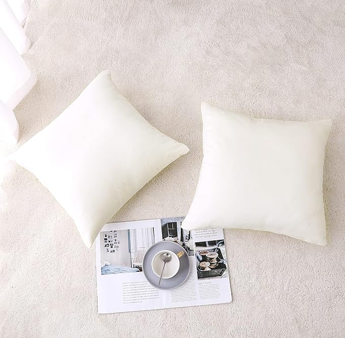 NiNi ALL Decorative Throw Pillow Covers Velvet 26x26 Inch Pack of 2 Cream White Cushion Covers Soft for Couch Sofa Bedroom Living Room Outdoor