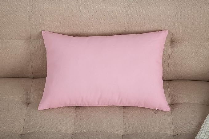 TangDepot Handmade Decorative Solid 100% Cotton Canvas Throw Pillow Covers/Pillow Shams, (12"x18", Salmon Pink)