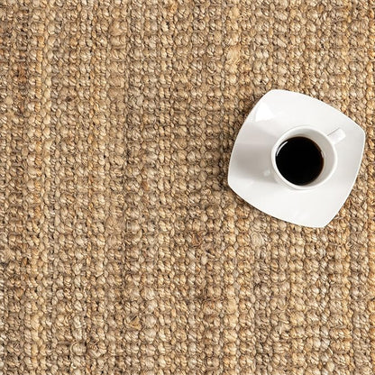 Nuloom Daniela Natural, 6' Square, Handmade, Jute, Tassel, Soft and Textured, High Traffic, Stain Resistant, Easy Clean, Durable Area Rug for Bedroom, Living Room, Dining Space, Foyer, Entryway