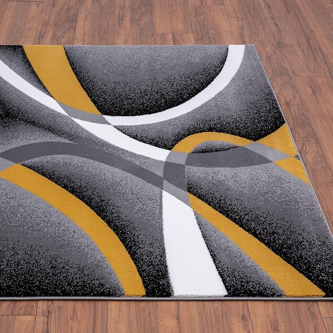 2305 Geometric Abstract Yellow 8x10 Area Rugs for Living Room