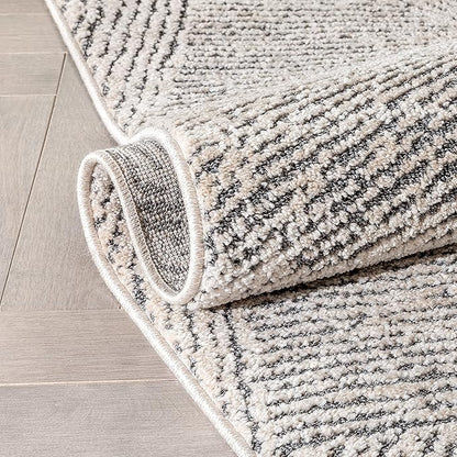 Well Woven Ezio Beige Tribal Geometric Distressed High-Lo Pile Area Rug 8x10 (7'10" x 10'6")
