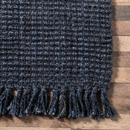 Nuloom Daniela Navy, 5' x 7'6", Handmade, Jute, Tassel, Soft and Textured, High Traffic, Stain Resistant, Easy Clean, Durable Area Rug for Bedroom, Living Room, Dining Space, Foyer, Entryway