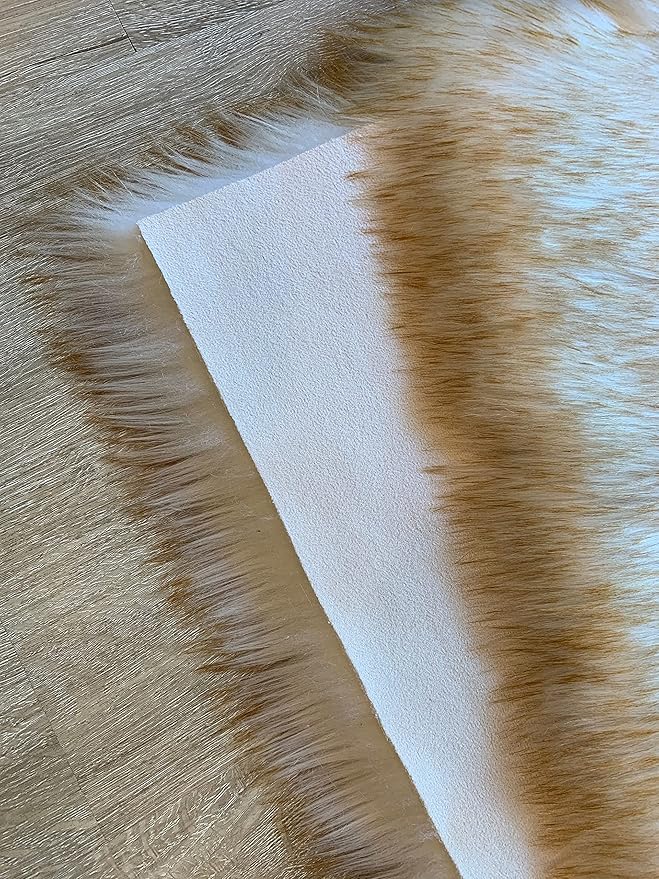 LAMBZY High Pile Super Soft Faux Sheepskin Rug (8'x11', White/Brown Tips)