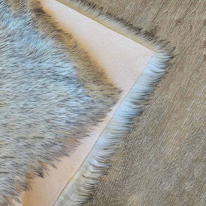 LAMBZY High Pile Super Fluffy Soft Faux Sheepskin Rug | Faux Sheepskin Rugs for Living Room Playroom Bedroom | Classic Super Soft to Touch Rug (9'x12', White/Black Tips)