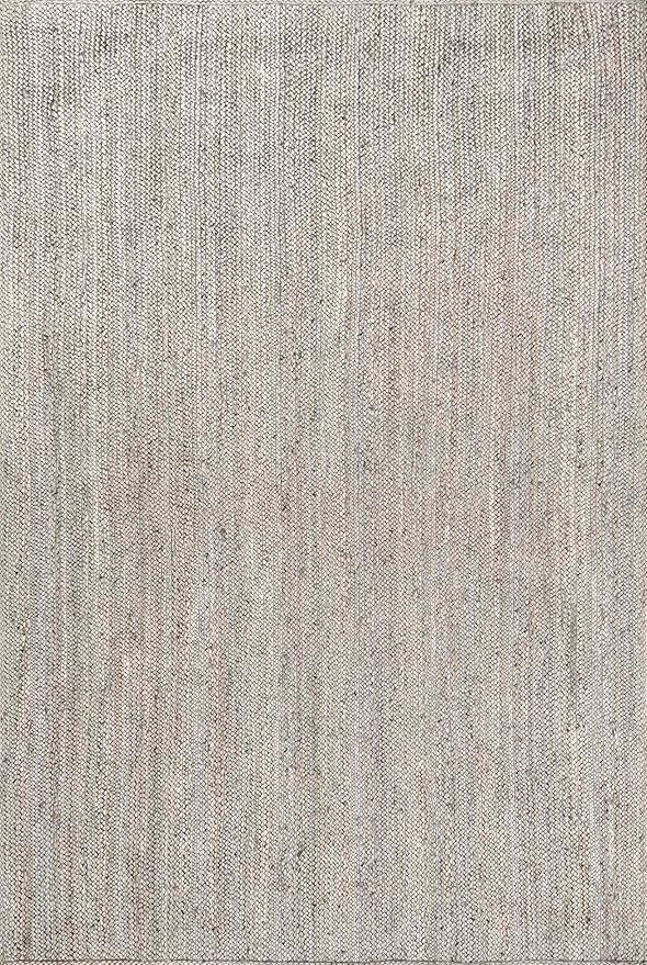 nuLOOM 3x5 Rigo Jute Hand Woven Area Rug, Grey, Solid Farmhouse Design, Natural Fiber, For Bedroom, Living Room, Dining Room, Hallway, Office, Kitchen, Entryway