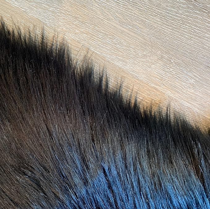 LAMBZY Faux Sheepskin Super Soft Hypoallergenic Silky Shag Rug for Living Room, Kids Room, Sofa (Quarto 4 Pelts Side by Side 3'x8', Black)