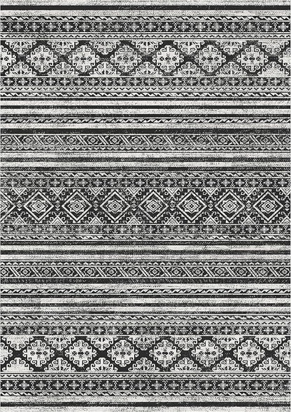 RUGSURE Washable Area Rugs 8' x 10' - 1/6 Thick - Moroccan-Inspired -Stain & Water Resistant Non-Slip - Resistant Rug for Living Room, Bedroom, Nursery, Pet & Child Friendly (Black)