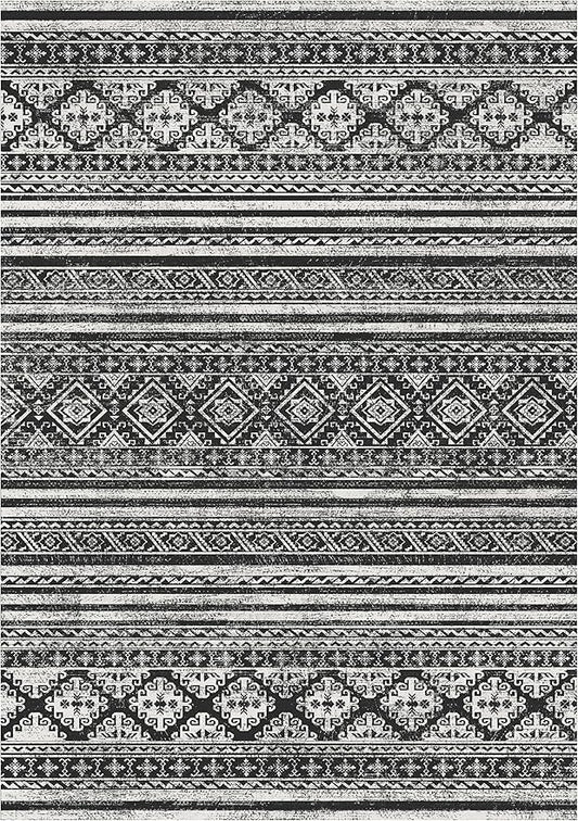 RUGSURE Washable Area Rugs 4' x 6' - 1/6 Thick - Moroccan-Inspired -Stain & Water Resistant Non-Slip - Resistant Rug for Living Room, Bedroom, Nursery, Pet & Child Friendly (Black)