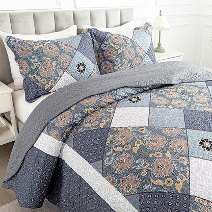 HoneiLife Queen Quilt Bedding Set - 3 Piece Microfiber Quilt Sets Reversible Bedspreads Rustic Coverlets for Queen Beds