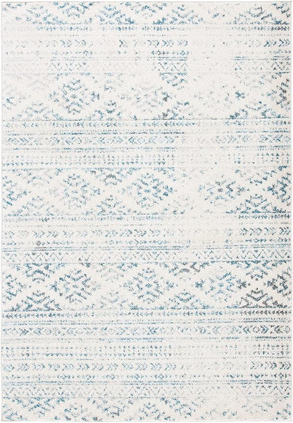 SAFAVIEH Area Rug 12x18 - Tulum Collection - Large - Ivory & Turquoise, Moroccan Boho Tribal Design, Non-Shedding & Easy to Clean, Ideal for Living Room, Bedroom, Dining Space (TUL272E)
