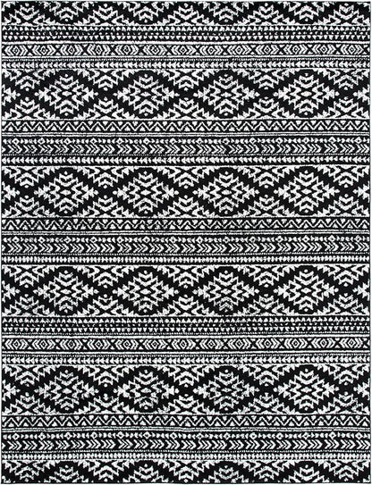 SAFAVIEH Area Rug 9x12 - Tulum Collection - Large - Black & Ivory, Moroccan Boho Tribal Design, Non-Shedding & Easy to Clean, Ideal for Living Room, Bedroom, Dining Space (TUL272Z)
