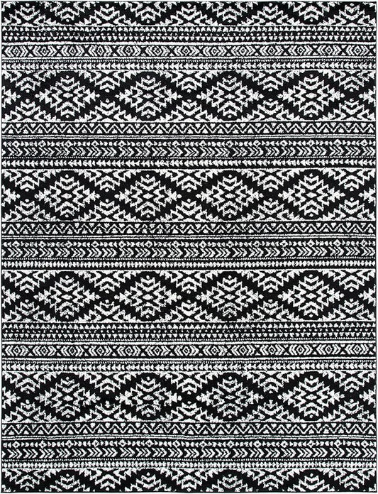 SAFAVIEH Area Rug 12x18 - Tulum Collection - Large - Black & Ivory, Moroccan Boho Tribal Design, Non-Shedding & Easy to Clean, Ideal for Living Room, Bedroom, Dining Space (TUL272Z)