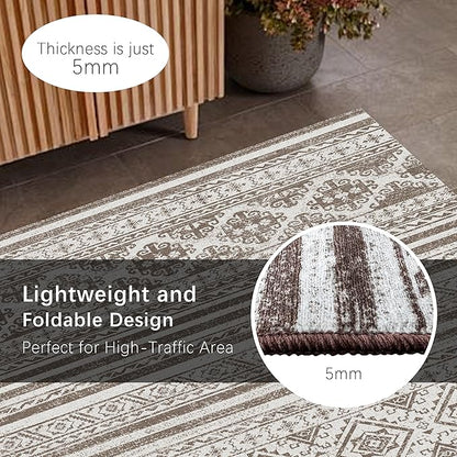 RUGSURE Washable Area Rugs 6' x 9' - 1/6 Thick - Moroccan-Inspired -Stain & Water Resistant Non-Slip - Resistant Rug for Living Room, Bedroom, Nursery, Pet & Child Friendly (Brown)