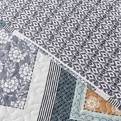 HoneiLife Quilt Sets King Size - 3 Pieces Microfiber Bedspreads Lightweight Coverlets Retro Bed Cover King Quilt Bedding Set All Season Quilts-Grey