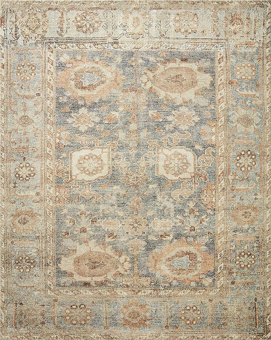 Loloi Margot Collection MAT-03 Ocean/Spice 3'-6" x 5'-6" Accent Rug feat. CloudPile, No-Shed Easy Clean Large Patterned Area Rug for Living Room, Bedroom, Dining Area