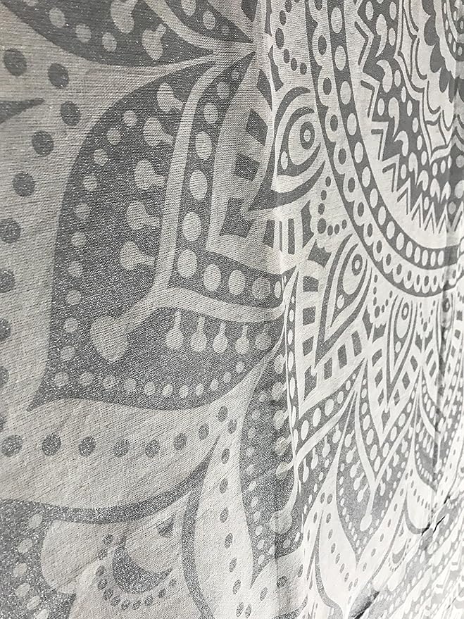 raajsee Metallic Silver Tapestry Grey Mandala Wall Hangings, Indian cotton Beach Throw Blanket, Hippie Tapestries Boho Decor,Twin Bedspread 52x82 inches Yoga Mat Rugs