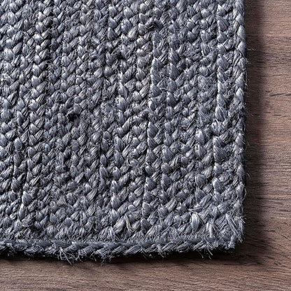 nuLOOM 5x8 Rigo Jute Hand Woven Area Rug, Navy, Solid Farmhouse Design, Natural Fiber, For Bedroom, Living Room, Dining Room, Hallway, Office, Kitchen, Entryway