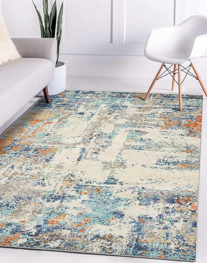 LUXE WEAVERS Abstract Blue Multi Colored 5x7 Area Rug