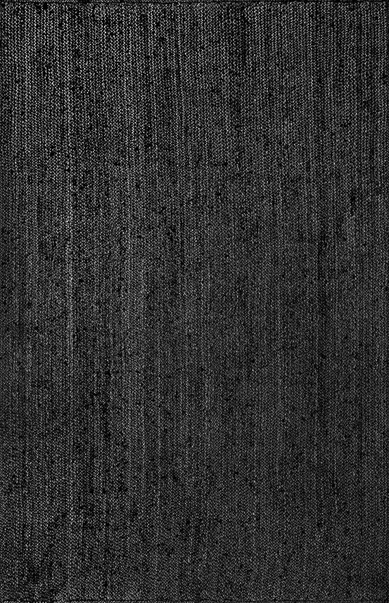 nuLOOM 10x14 Rigo Jute Hand Woven Area Rug, Black, Solid Farmhouse Design, Natural Fiber, For Bedroom, Living Room, Dining Room, Hallway, Office, Kitchen, Entryway