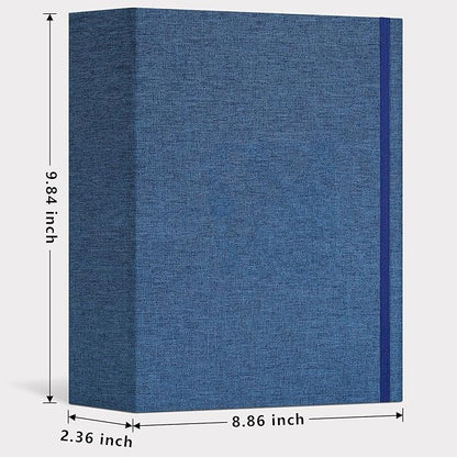 Vienrose Linen 3-Ring Photo Album Holds 250 Photos, 200 4x6 Photos and 50 6x8 Pictures, Picture Album with Multiple Size Pockets, Memory Book for Family Wedding Anniversary Baby, Blue