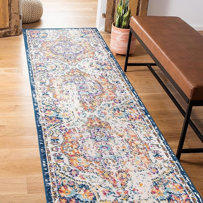 Rugshop Vintage Distressed Bohemian Area Rug – Vibrant Multi-Color Tribal Design, 2' x 10'