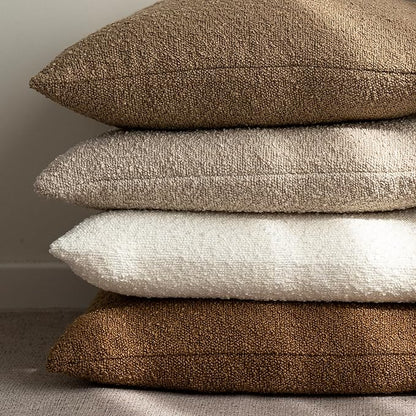 Foindtower Pack of 2 Textured Boucle Throw Pillow Covers Accent Solid Pillow Cases Cozy Soft Decorative Couch Cushion Case for Chair Sofa Bedroom Living Room Home Decor, 20 x 12 Inch,White