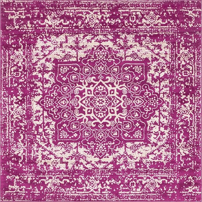 Rugs.com Arlington Collection Rug – 8 Ft Square Purple Medium-Pile Rug Perfect for Living Rooms, Kitchens, Entryways