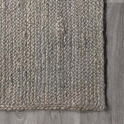 nuLOOM 9x12 Rigo Jute Hand Woven Area Rug, Grey, Solid Farmhouse Design, Natural Fiber, For Bedroom, Living Room, Dining Room, Hallway, Office, Kitchen, Entryway