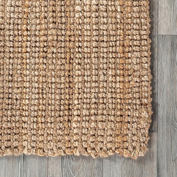 Nuloom Ashli Hand Woven, Natural, 5' x 8', Farmhouse, Jute, Soft and Textured, High Traffic, Stain Resistant, Easy Clean, Durable Area Rug for Bedroom, Living Room, Dining Space, Den, Foyer, Entryway
