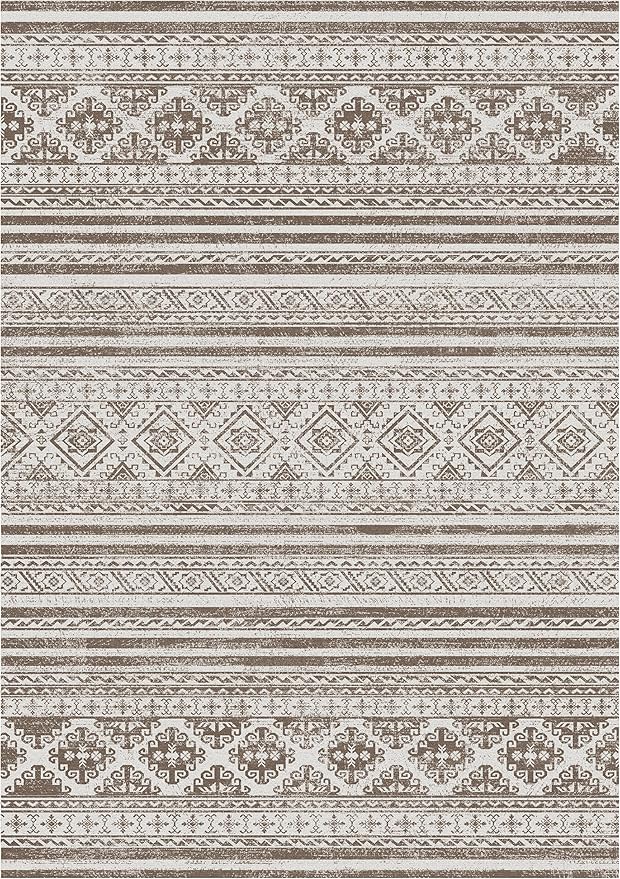 RUGSURE Washable Area Rugs 3' x 5 ' - 1/6 Thick - Moroccan-Inspired -Stain & Water Resistant Non-Slip - Resistant Rug for Living Room, Bedroom, Nursery, Pet & Child Friendly (Brown)