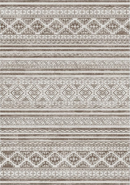 RUGSURE Washable Area Rugs 9' x 12' - 1/6 Thick - Moroccan-Inspired -Stain & Water Resistant Non-Slip - Resistant Rug for Living Room, Bedroom, Nursery, Pet & Child Friendly (Brown)