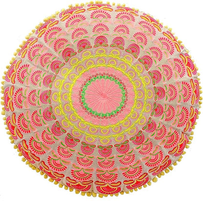 Yoga Décor Floor Cushion Cover Red Moroccan Seating Area Boho Floor Pillow Accent Your Living Room, Bedroom, Nursary or Kids Room Bedroom Décor Pouf Ottoman Stool Footstool Cotton 24x8 Unstuffed