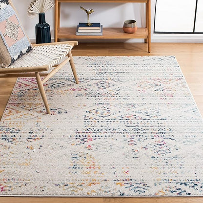 SAFAVIEH Area Rug 3x5 - Tulum Collection - Ivory & Blue, Moroccan Boho Tribal Design, Non-Shedding & Easy to Clean, Ideal for Entryway, Foyer, Accent Space, Bedroom (TUL272C)