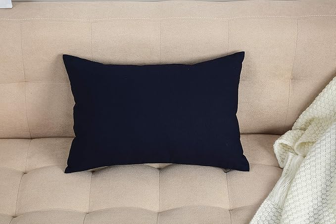 TangDepot Cotton Solid Throw Pillow Covers, 12"X18" color dark navy