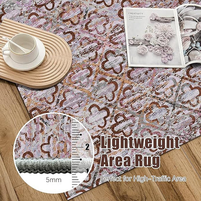 RUGSURE Washable Area Rugs, 9' x 12' - 1/6 Thick - Stain & Water Resistant Non-Slip - Perfect Resistant Rug for Living Room, Bedroom, Nursery, Pet & Child Friendly, Vibrant Colors Rugs, Purple