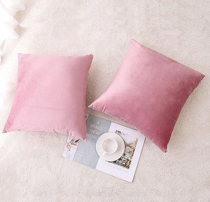 NiNi ALL Decorative Throw Pillow Covers Velvet 28x28 Inch Pack of 2 Pink Cushion Covers Soft for Couch Sofa Bedroom Living Room Outdoor