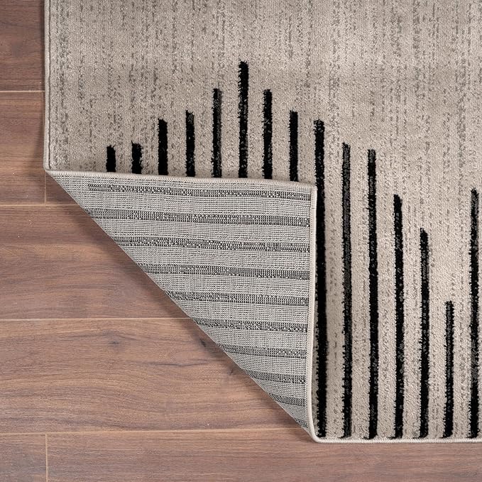 Rugshop Bohemian Stripe Stain Resistant High Traffic Living Room Kitchen Bedroom Dining Home Office Area Rug 12' x 15' Cream