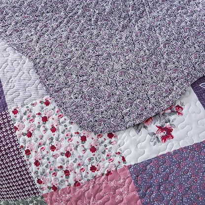 HoneiLife Quilt Sets Twin Size - 100% Microfiber Quilt Set, 2-Piece Lightweight Bedspreads Reversible Coverlets Rustic Bed Cover Twin Quilt Bedding Set All Season Quilts-Purple