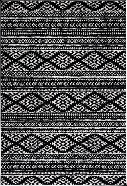 SAFAVIEH Area Rug 4x6 - Tulum Collection - Black & Ivory, Moroccan Boho Tribal Design, Non-Shedding & Easy to Clean, Ideal for Living Room, Bedroom, Dining Space (TUL272Z)