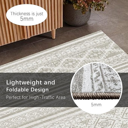 RUGSURE Washable Area Rugs 6' x 9' - 1/6 Thick - Moroccan-Inspired -Stain & Water Resistant Non-Slip - Resistant Rug for Living Room, Bedroom, Nursery, Pet & Child Friendly (Grey)