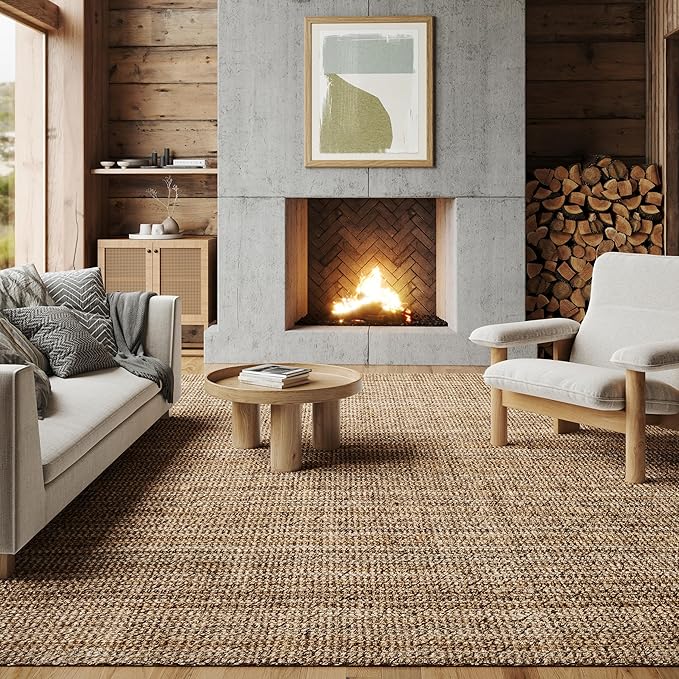 nuLOOM Ashli Solid Farmhouse Jute Area Rug, 3x5, Natural