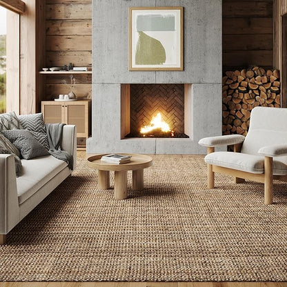 nuLOOM Ashli Solid Farmhouse Jute Area Rug, 6' Square, Natural