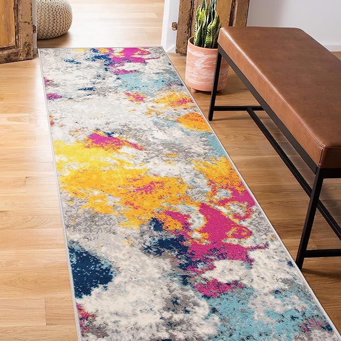 Rugshop Sky Collection Modern Abstract Runner Rug 2' x 10' Multi