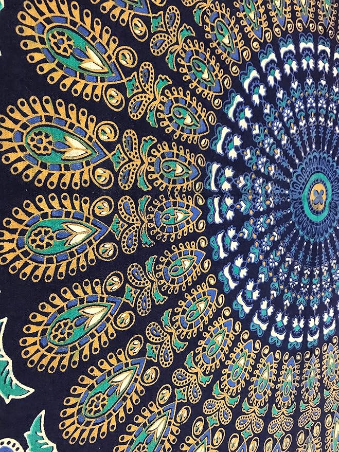 Rajsee Blue Mandala Tapestry for Bedroom, Aesthetic Room Decor, Queen 210x220 cms