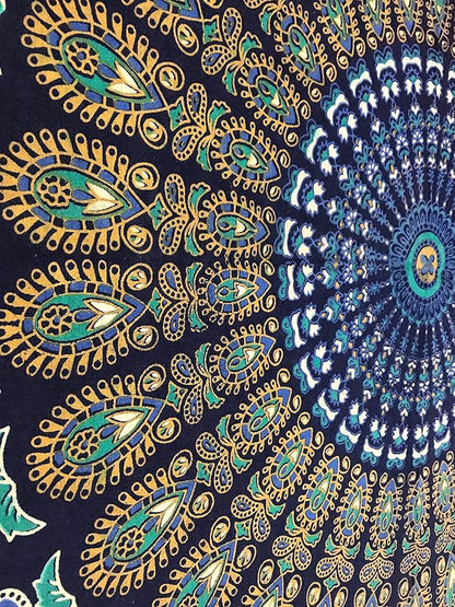 Rajsee Blue Mandala Tapestry for Bedroom, Aesthetic Room Decor, Queen 210x220 cms