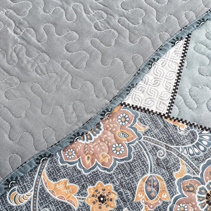 HoneiLife King Quilt Bedding Sets - 3 Piece Microfiber Quilt Set Rustic Bedspread Set Patchwork Coverlet Set for King Bed