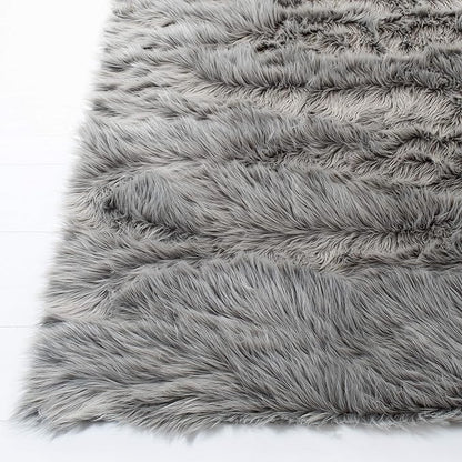SAFAVIEH Faux Sheep Skin Collection Runner Rug - 2'6" x 6', Grey, Silken Glam Design, Non-Shedding & Easy Care, 2.35-inch Thick Ideal for High Traffic Areas in Living Room, Bedroom (FSS235D)