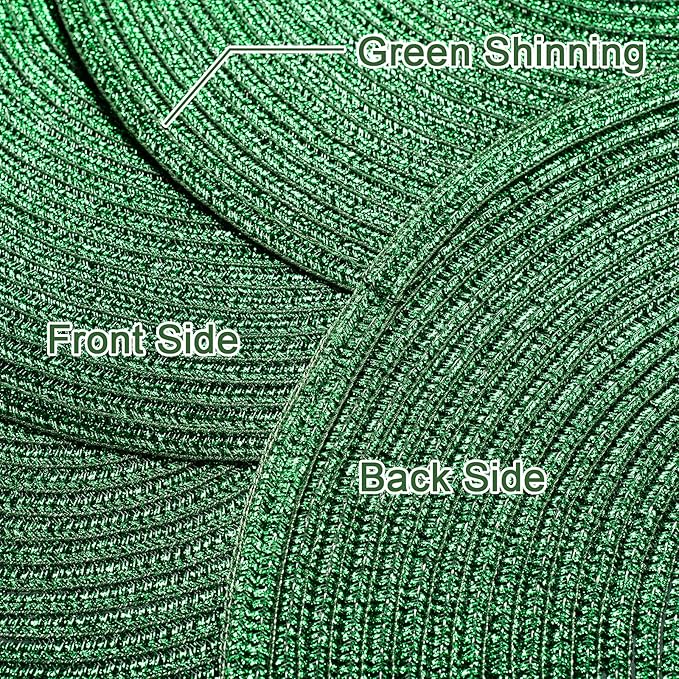 AHHFSMEI Round Braided Placemats 15 Inch Round Table Mats for Dining Tables Natural Woven Heat Resistant Place mats Set of 6 (Green Shine)