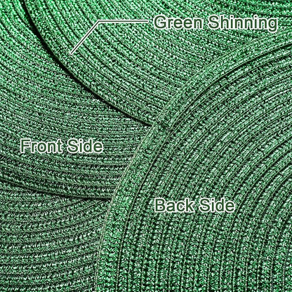 AHHFSMEI Round Braided Placemats 15 Inch Round Table Mats for Dining Tables Natural Woven Heat Resistant Place mats Set of 6 (Green Shine)